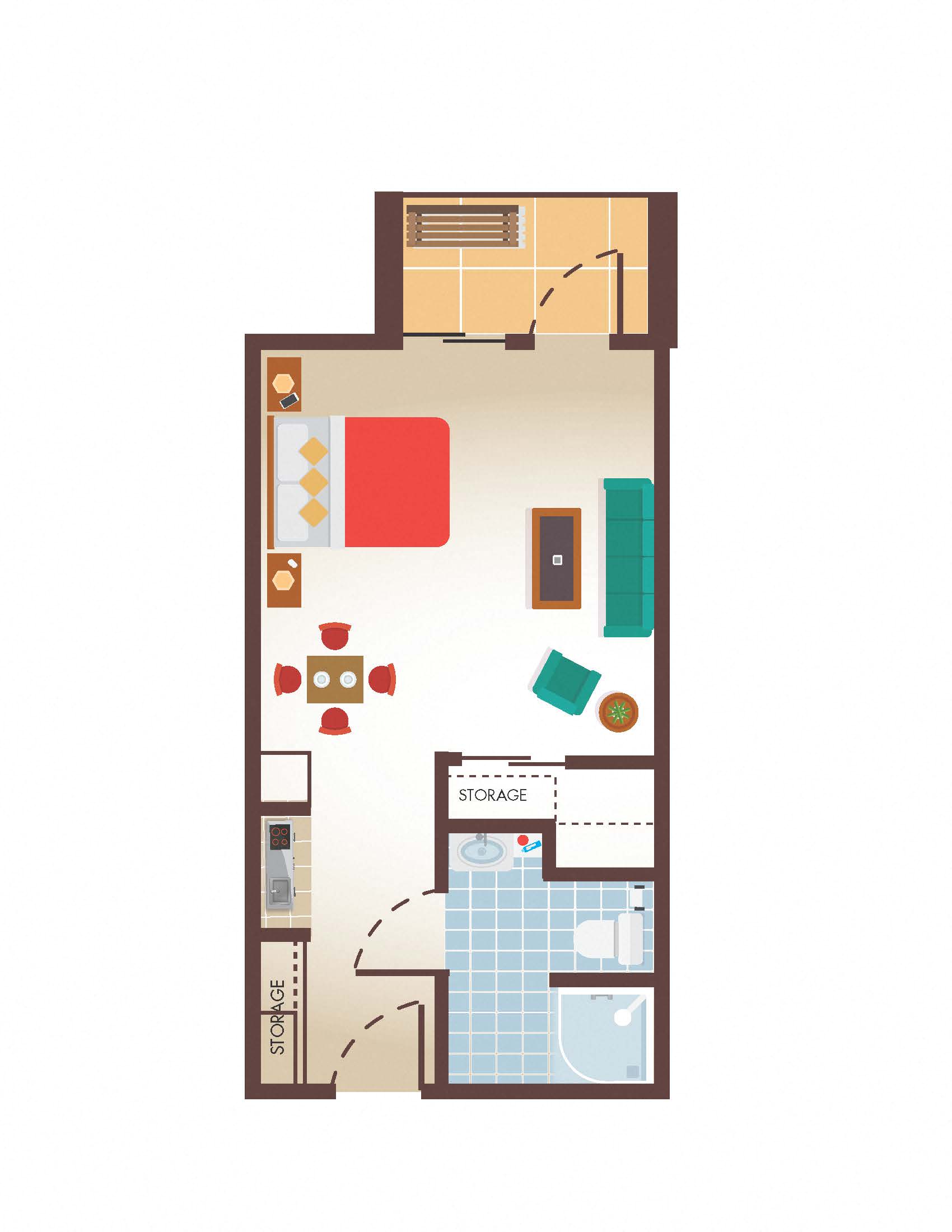 Studio Floor Plan at Legacy Hills at Poway, California, 92064